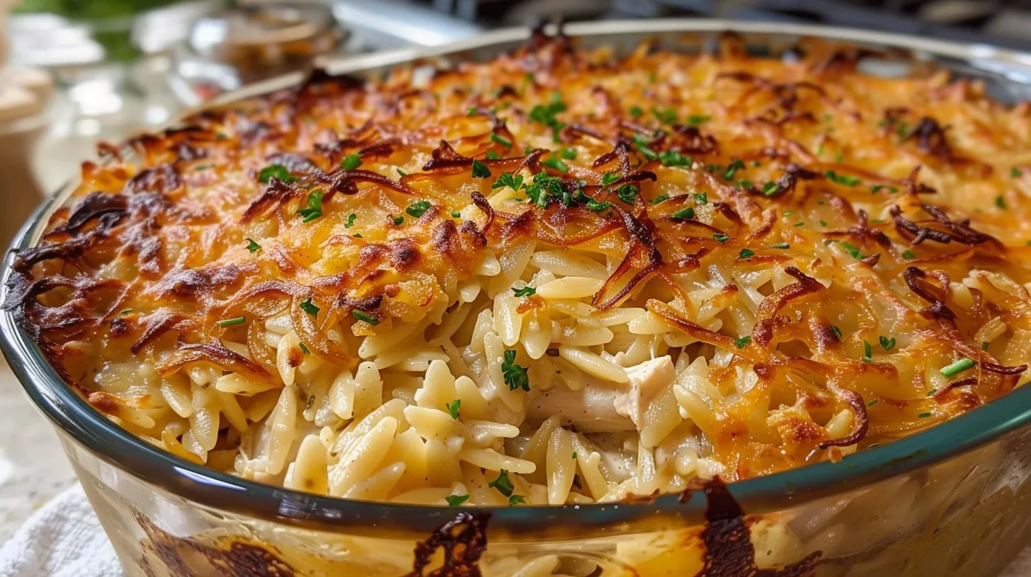 The Ultimate French Onion Chicken Orzo Casserole You'll Crave 4 Recipe image