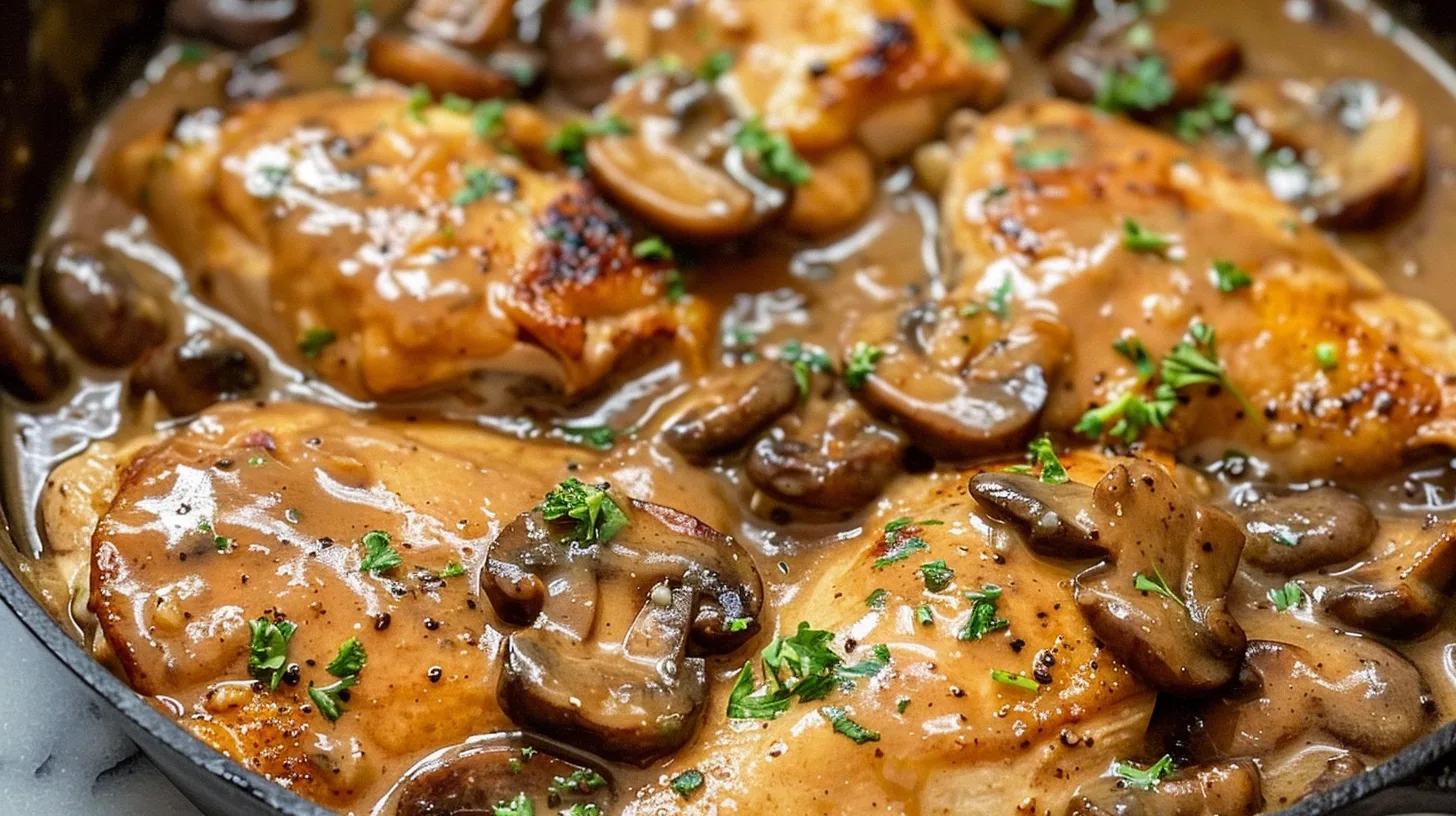 The Perfect Skillet Chicken with Mushroom Wine Sauce Recipe
